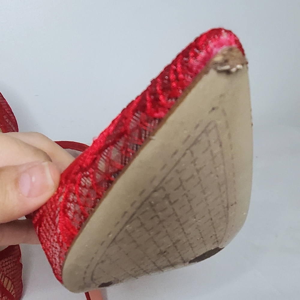 Jessica Simpson Size 7 1/2 M - Chic Red Lace Women's Heels - Picture 7 of 10